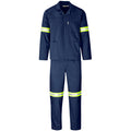Trade Polycotton Conti Suit - Reflective Arms & Legs - Yellow Tape - Navy