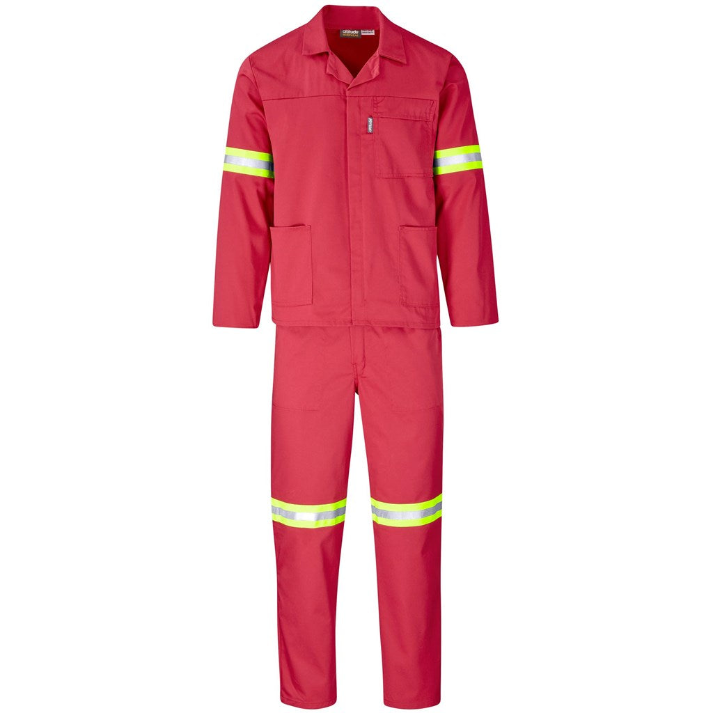 Trade Polycotton Conti Suit - Reflective Arms & Legs - Yellow Tape - Red