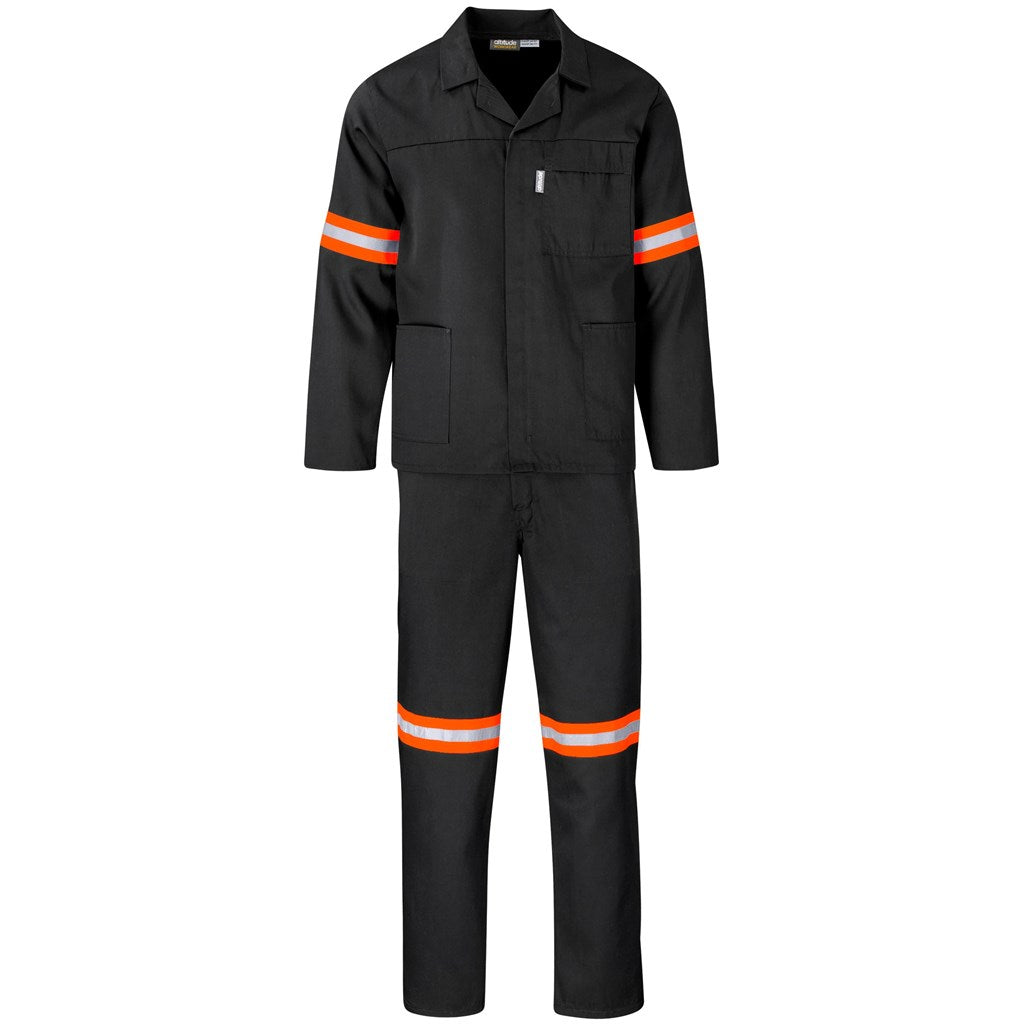 Trade Polycotton Conti Suit - Reflective Arms & Legs - Orange Tape - Black