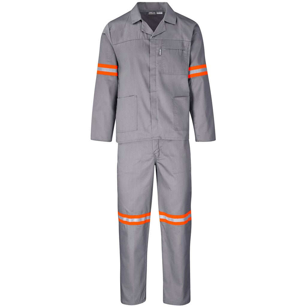 Trade Polycotton Conti Suit - Reflective Arms & Legs - Orange Tape - Grey