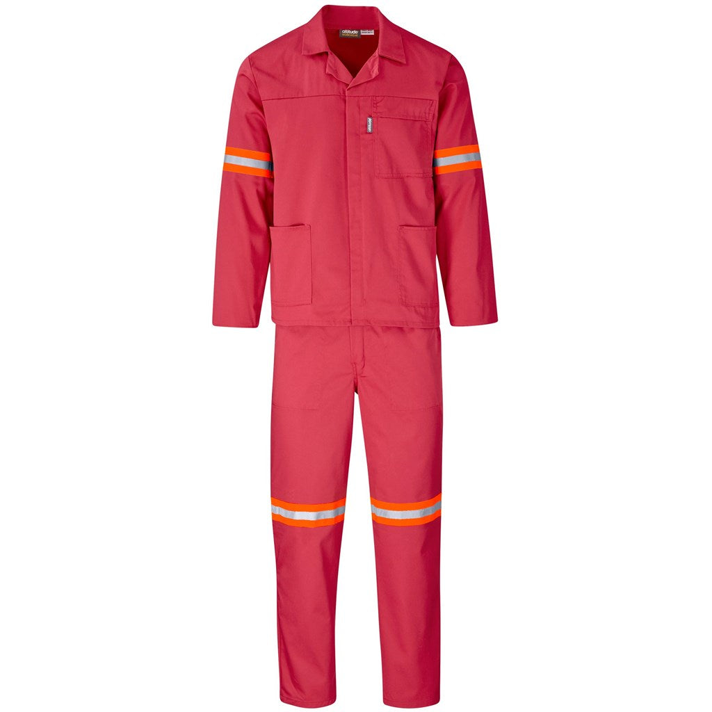 Trade Polycotton Conti Suit - Reflective Arms & Legs - Orange Tape - Red