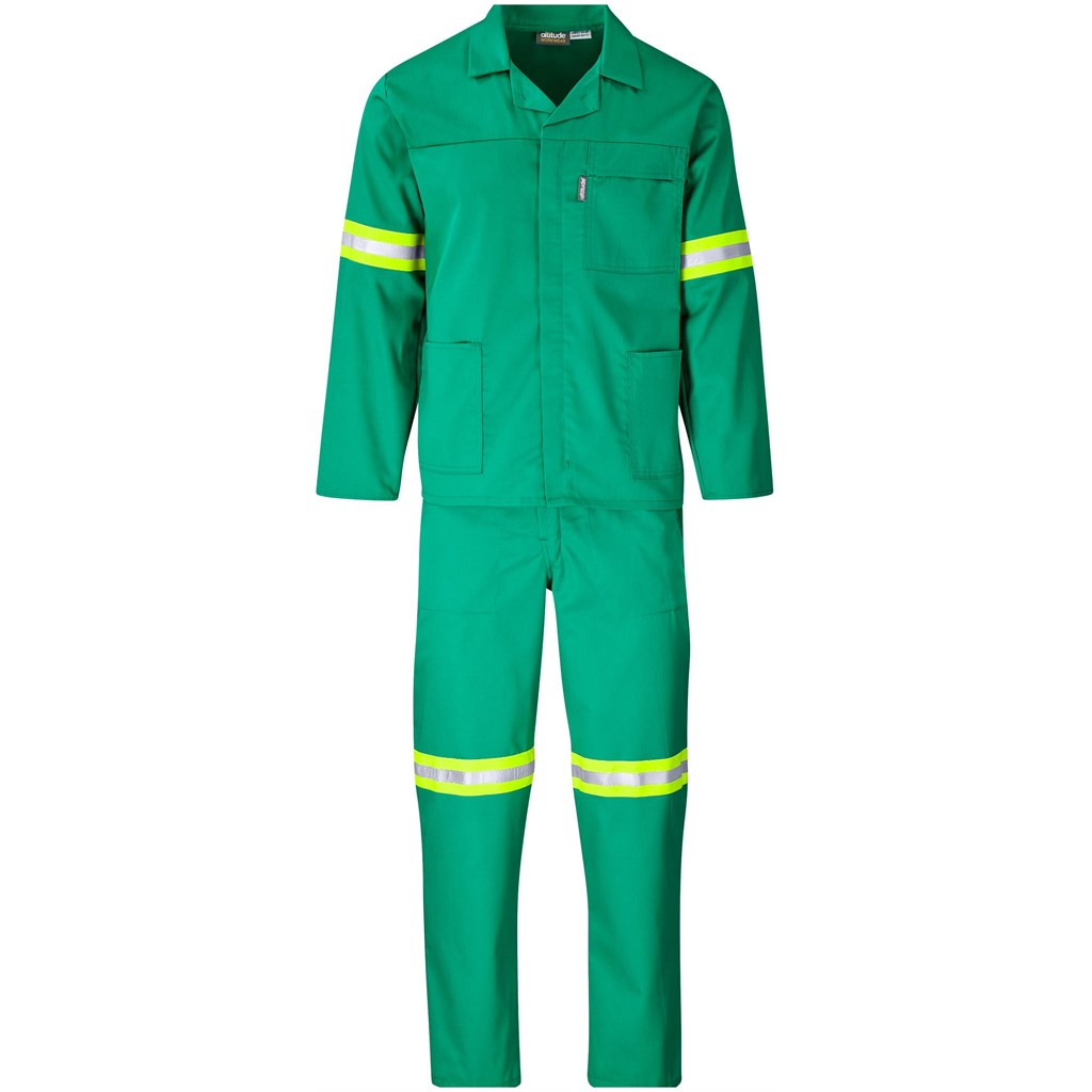 Trade Polycotton Conti Suit - Reflective Arms, Legs & Back - Yellow Tape - Green