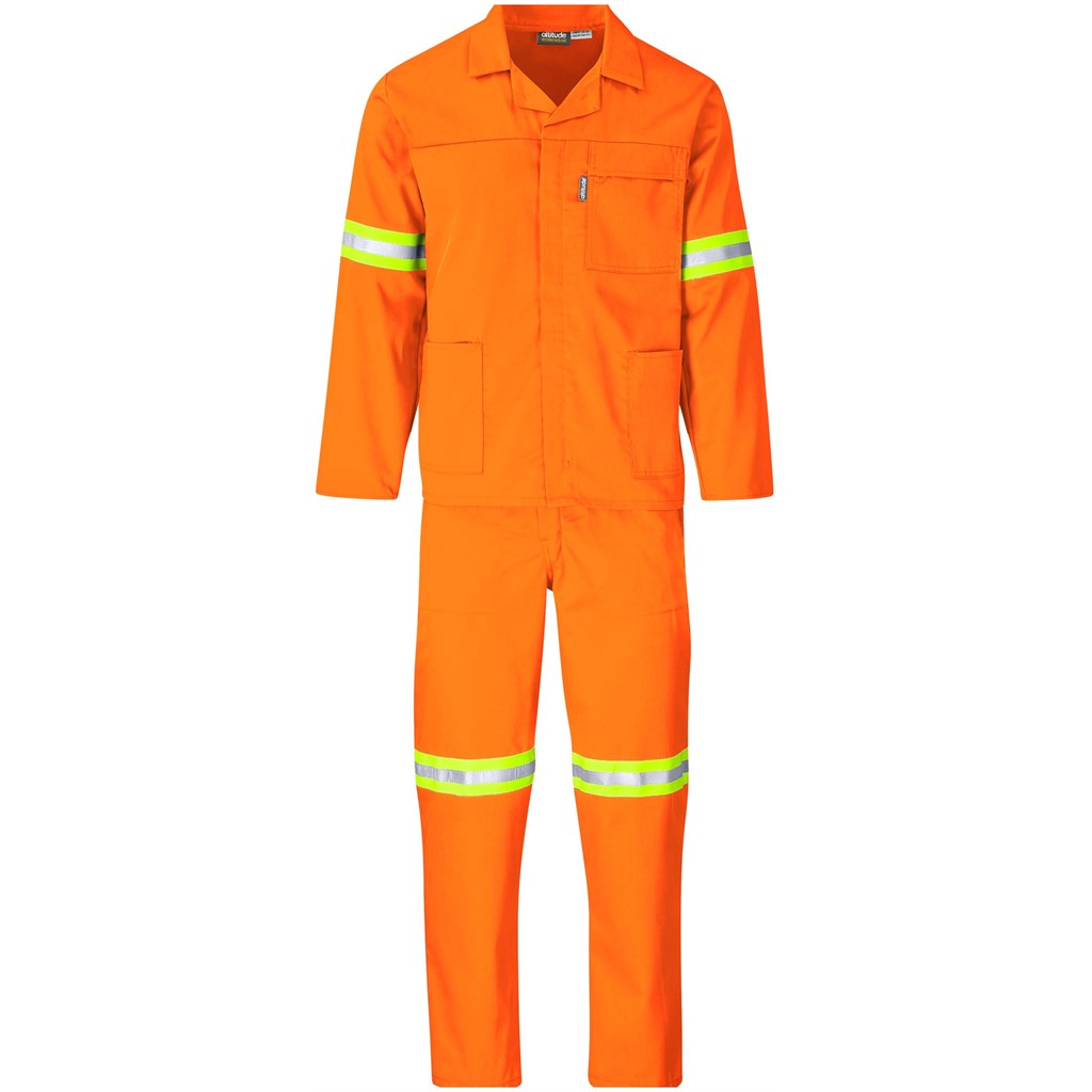 Trade Polycotton Conti Suit - Reflective Arms, Legs & Back - Yellow Tape - Orange
