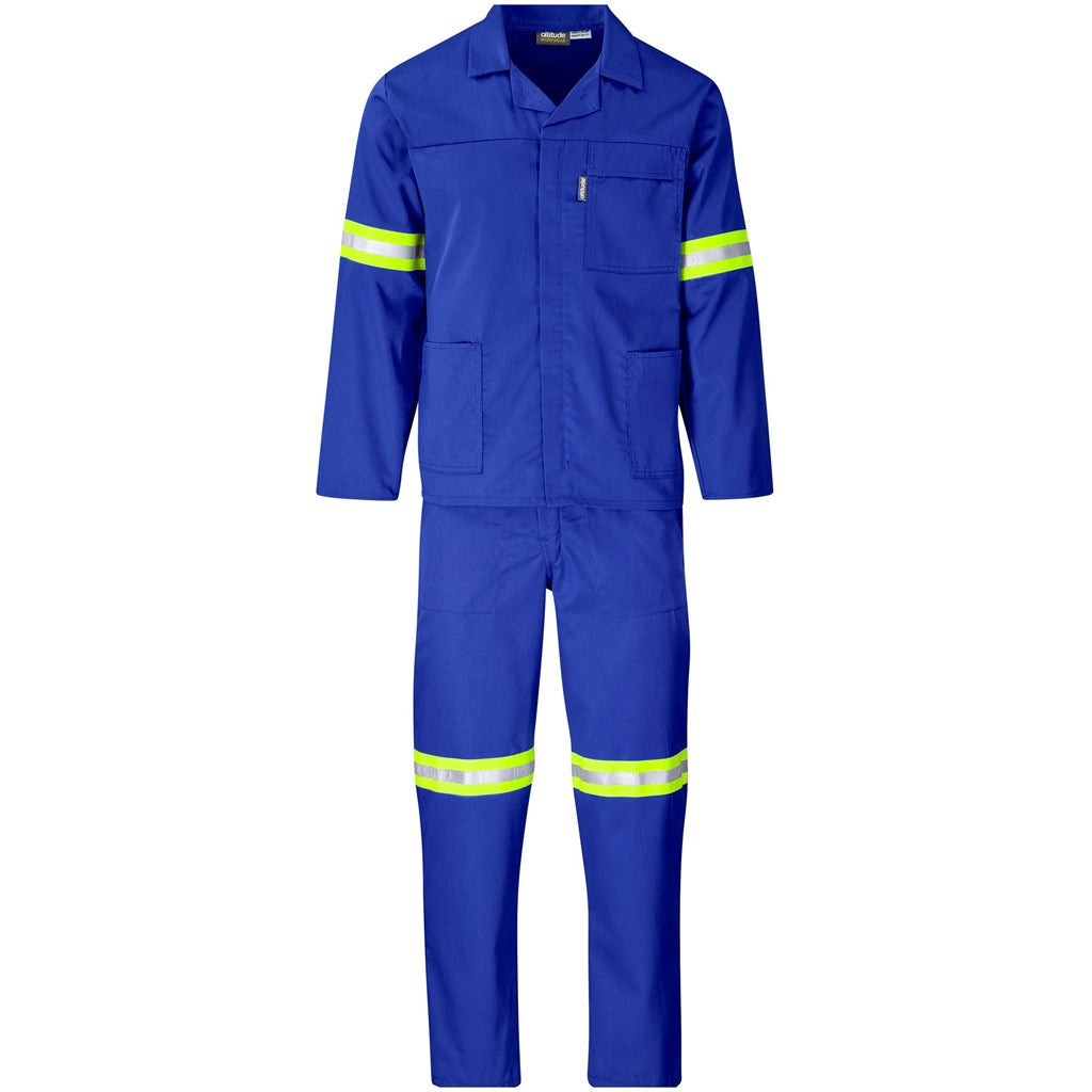 Trade Polycotton Conti Suit - Reflective Arms, Legs & Back - Yellow Tape - Royal Blue