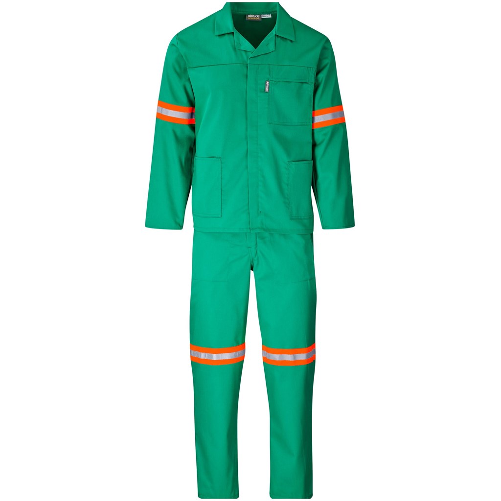 Trade Polycotton Conti - Suit Reflective Arms, Legs & Back - Orange Tape - Green