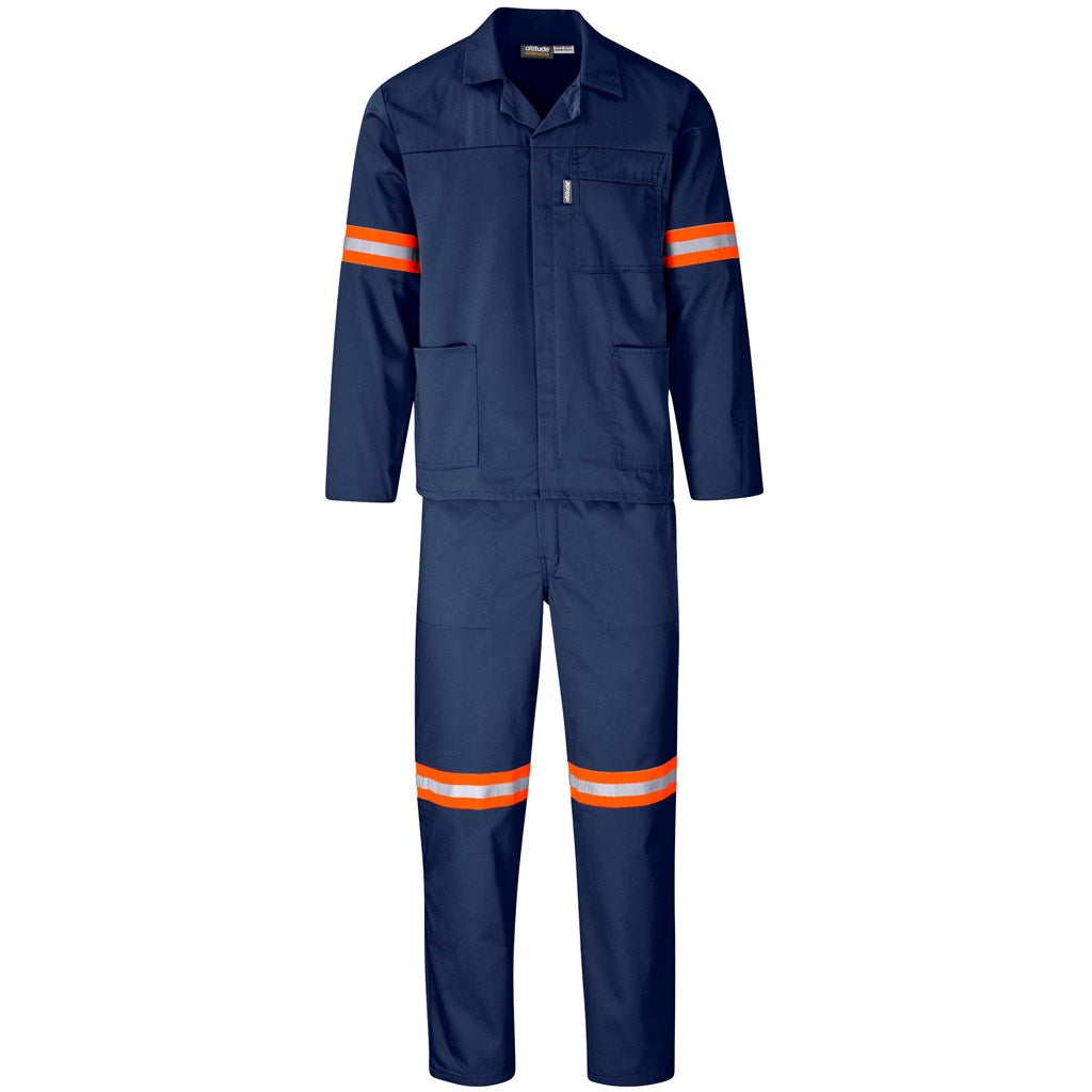 Trade Polycotton Conti - Suit Reflective Arms, Legs & Back - Orange Tape - Navy