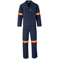 Technician 100% Cotton Conti Suit - Reflective Arms, Legs & Back - Orange Tape - Navy