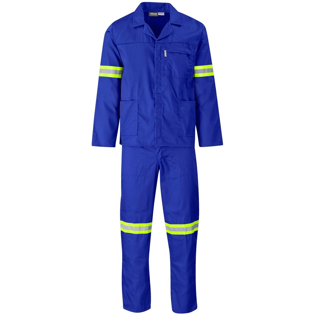 Trade Polycotton Conti Suit - Reflective Arms & Legs - Yellow Taped - Royal Blue