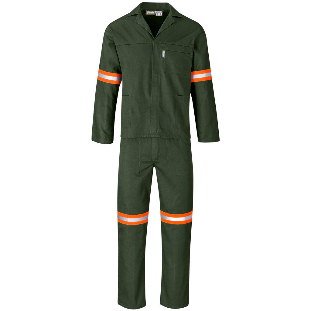 Acid Resistant Polycotton Conti Suit - Reflective Arm & Legs - Orange Tape - Olive