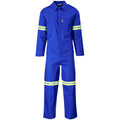 Safety Polycotton Boiler Suit - Reflective Arms & Legs - Yellow Tape - Royal Blue