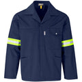 Site Premium Polycotton Jacket - Reflective Arms - Yellow Tape - Navy