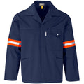 Site Premium Polycotton Jacket - Reflective Arms & Back - Orange Tape - Navy