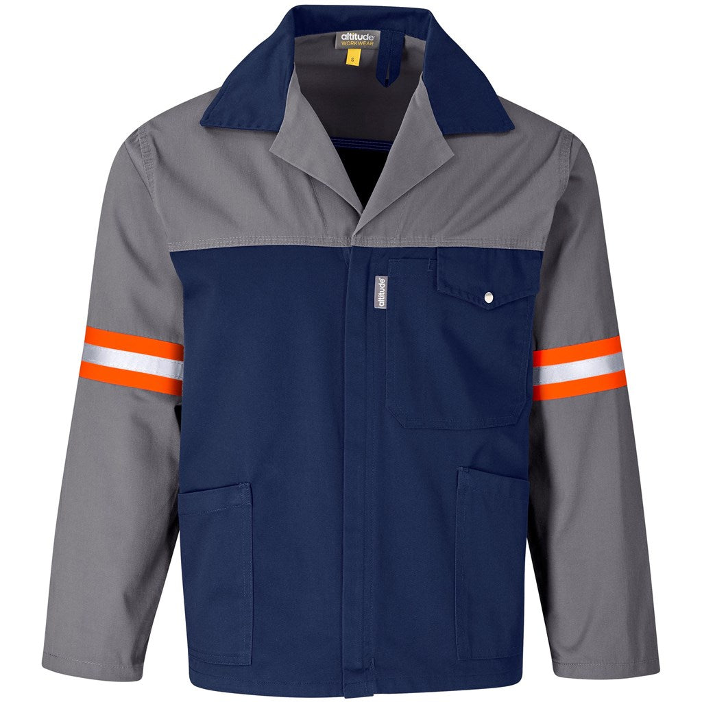 Site Premium Two-Tone Polycotton Jacket - Reflective Arms & Back - Orange Tape - Grey