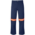 Site Premium Polycotton Pants - Reflective Legs - Orange Tape - Navy