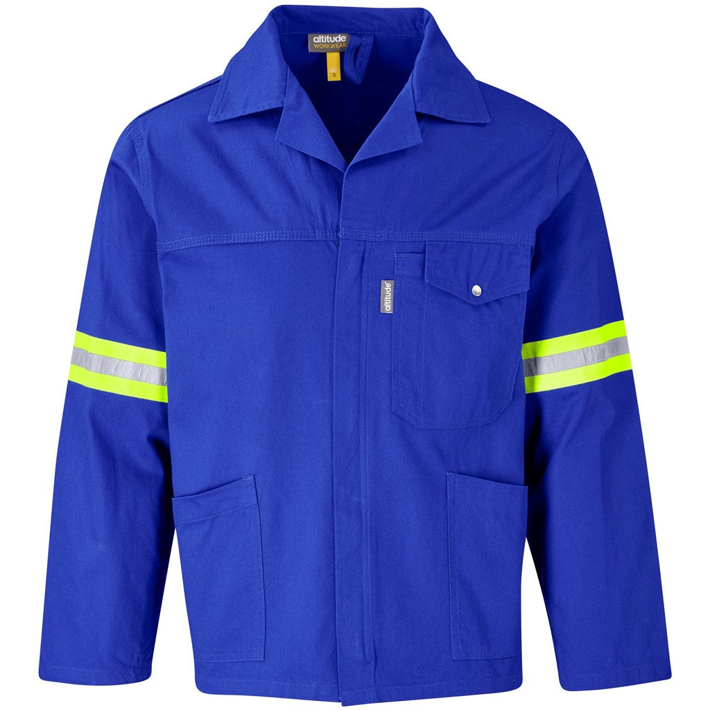 Artisan Premium 100% Cotton Jacket - Reflective Arms & Back - Yellow Tape - Royal Blue