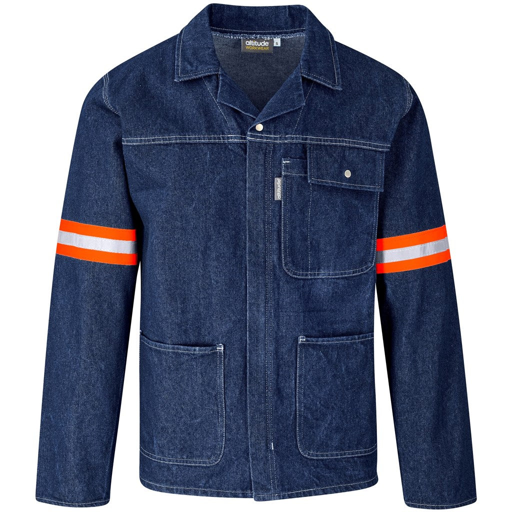 Cast Premium 100% Cotton Denim Jacket - Reflective Arms - Orange Tape - Blue