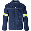 Cast Premium 100% Cotton Denim Jacket - Reflective Arms & Back - Yellow Tape - Blue