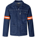 Cast Premium 100% Cotton Denim Jacket - Reflective Arms & Back - Orange Tape - Blue