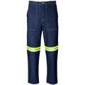 Cast Premium 100% Cotton Denim Pants - Reflective Legs - Yellow Tape - Blue