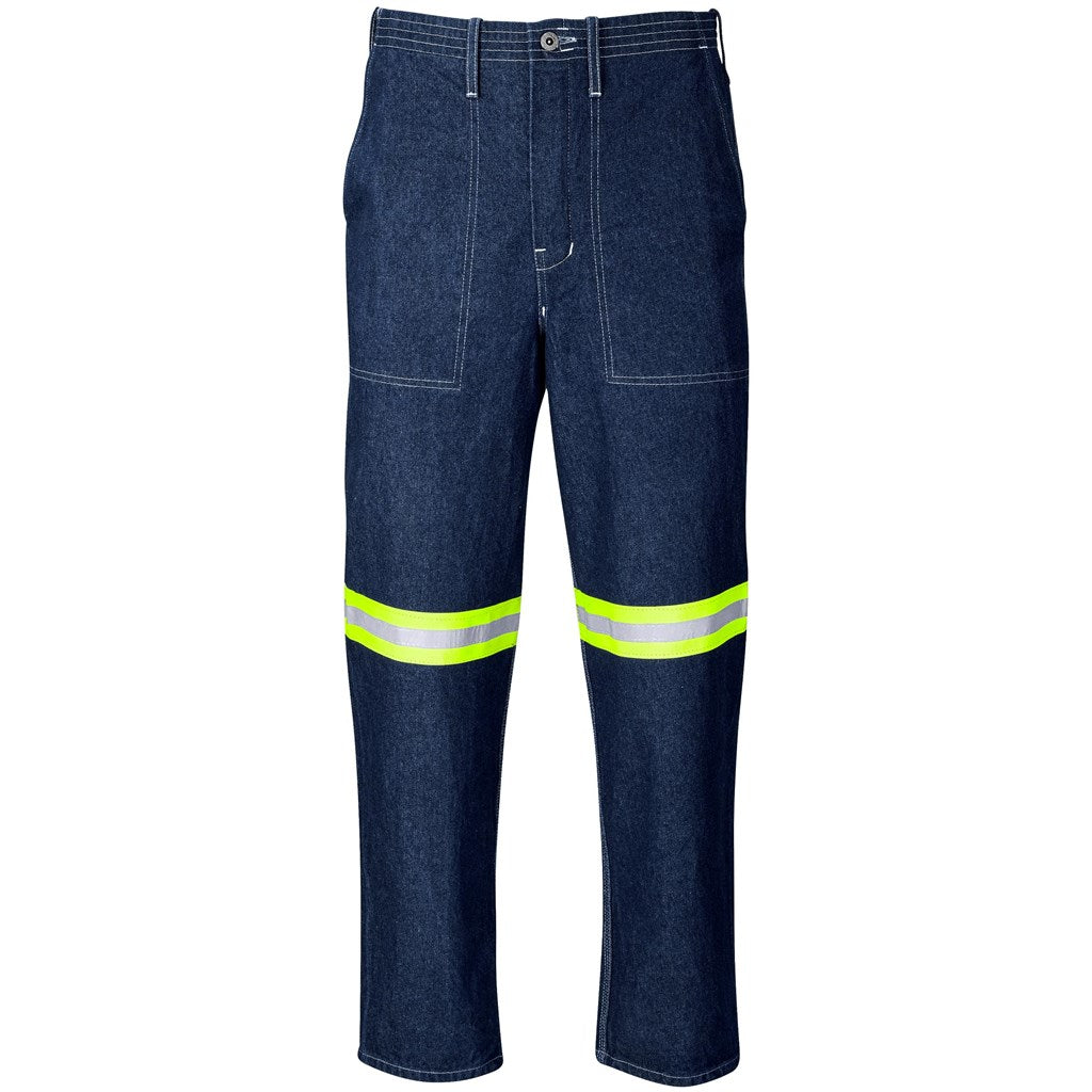Cast Premium 100% Cotton Denim Pants - Reflective Legs - Yellow Tape - Blue
