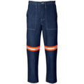 Cast Premium 100% Cotton Denim Pants - Reflective Legs - Orange Tape - Blue