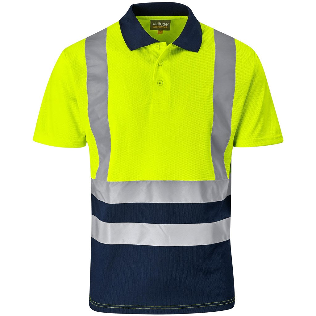 Surveyor Two-Tone Hi-Viz Reflective Golf Shirt - Yellow