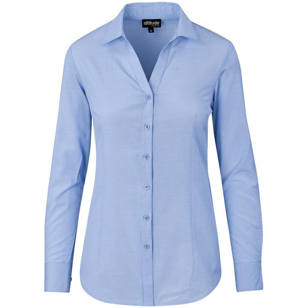 Ladies Long Sleeve Northampton Shirt - Sky Blue