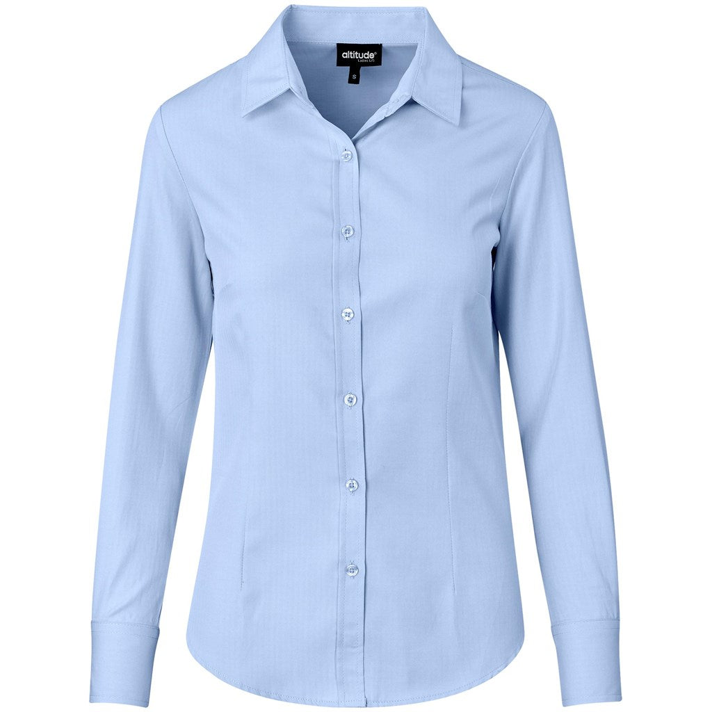Ladies Long Sleeve Nottingham Shirt - Sky Blue