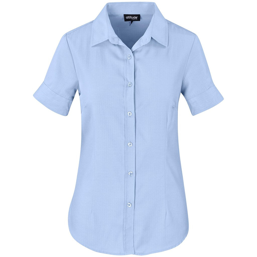 Ladies Short Sleeve Nottingham Shirt - Sky Blue