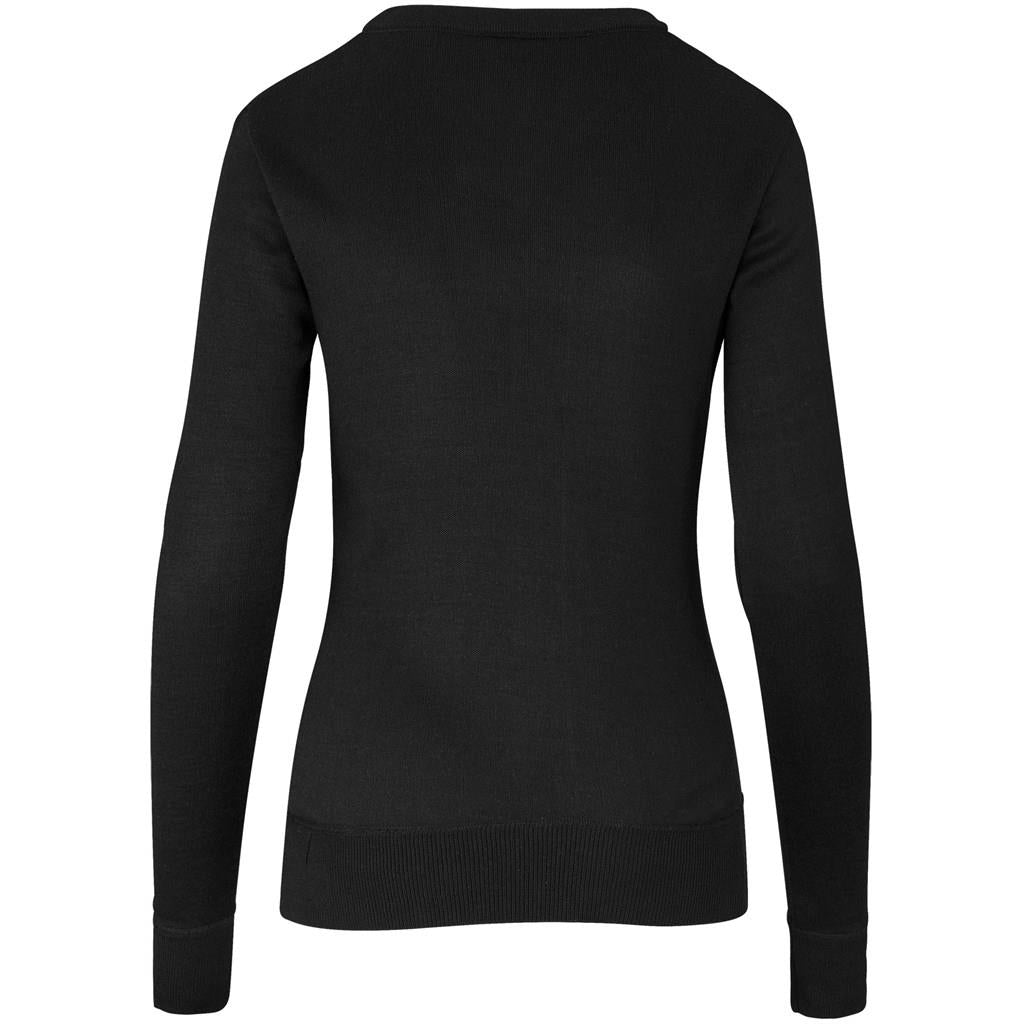 Ladies Long Sleeve Peru V-Neck Jersey - Black