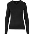 Ladies Long Sleeve Peru V-Neck Jersey - Black