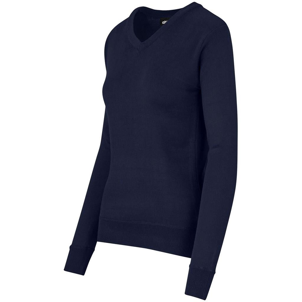 Ladies Long Sleeve Peru V-Neck Jersey - Navy