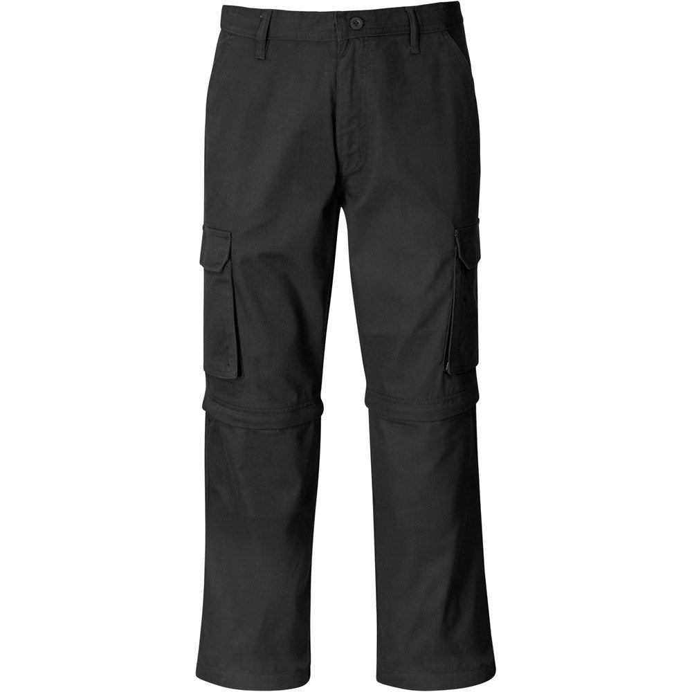 Mens Cargo Zip Off Pants - Black