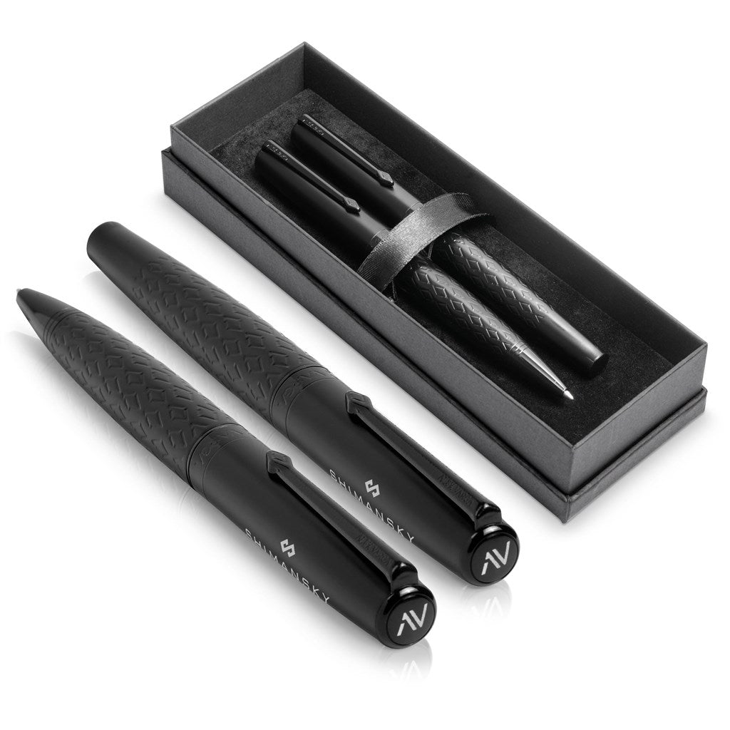 Alex Varga Galexia Ball Pen & Rollerball Set - Black