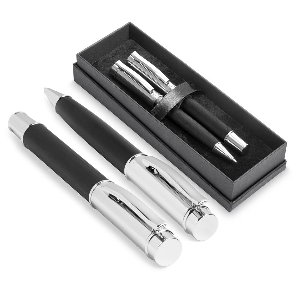 Alex Varga Volans Ball Pen & Rollerball Set - Black