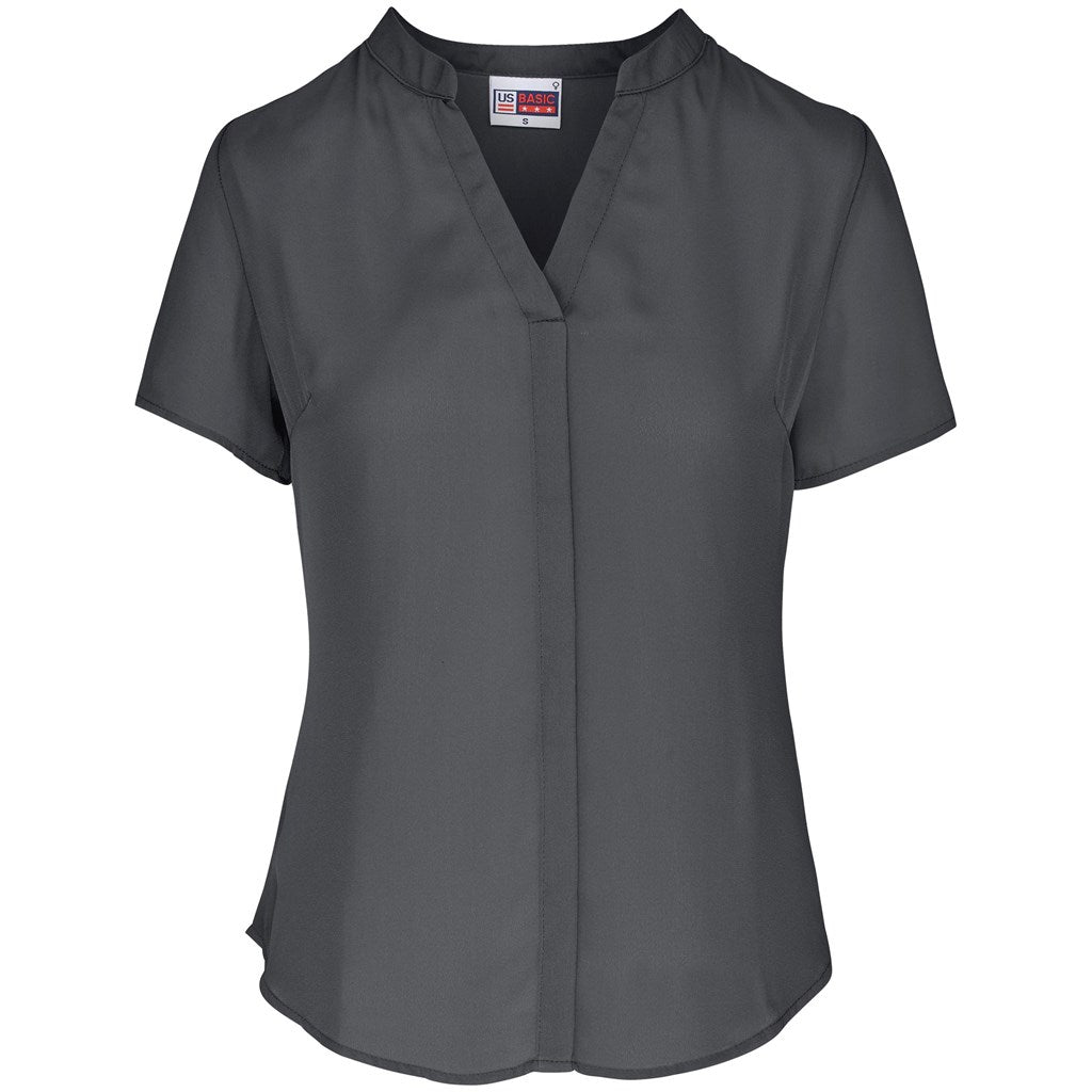 Ladies Short Sleeve Ava Blouse - Charcoal