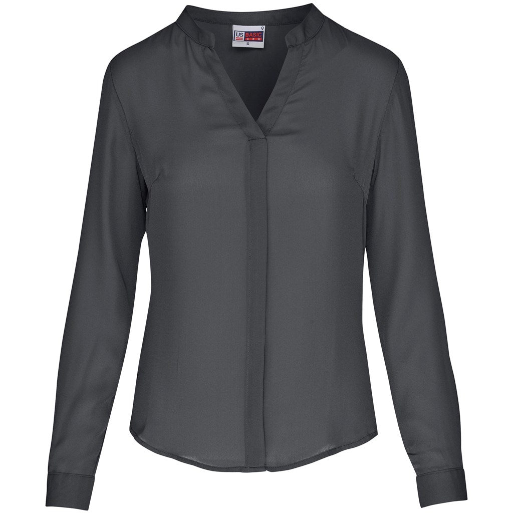 Ladies Long Sleeve Ava Blouse - Charcoal