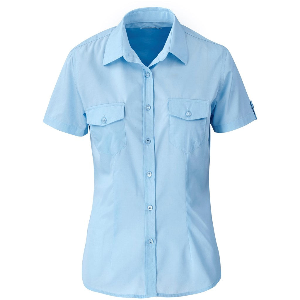 Ladies Short Sleeve Kensington Shirt - Light Blue