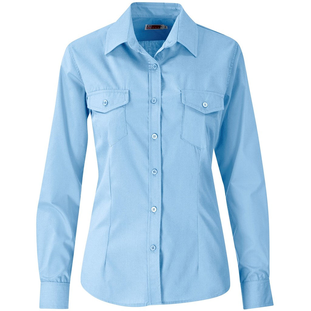Ladies Long Sleeve Kensington Shirt - Light Blue
