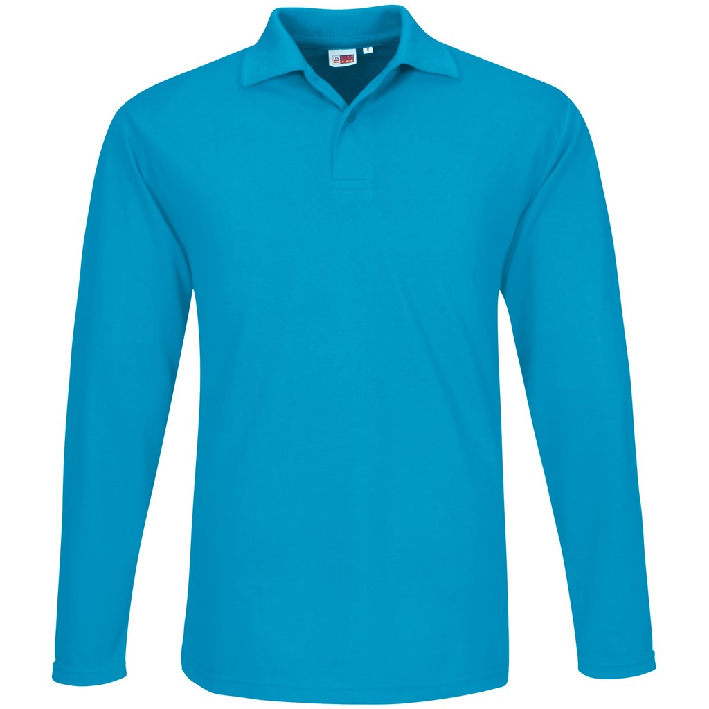 Mens Long Sleeve Elemental Golf Shirt - Aqua