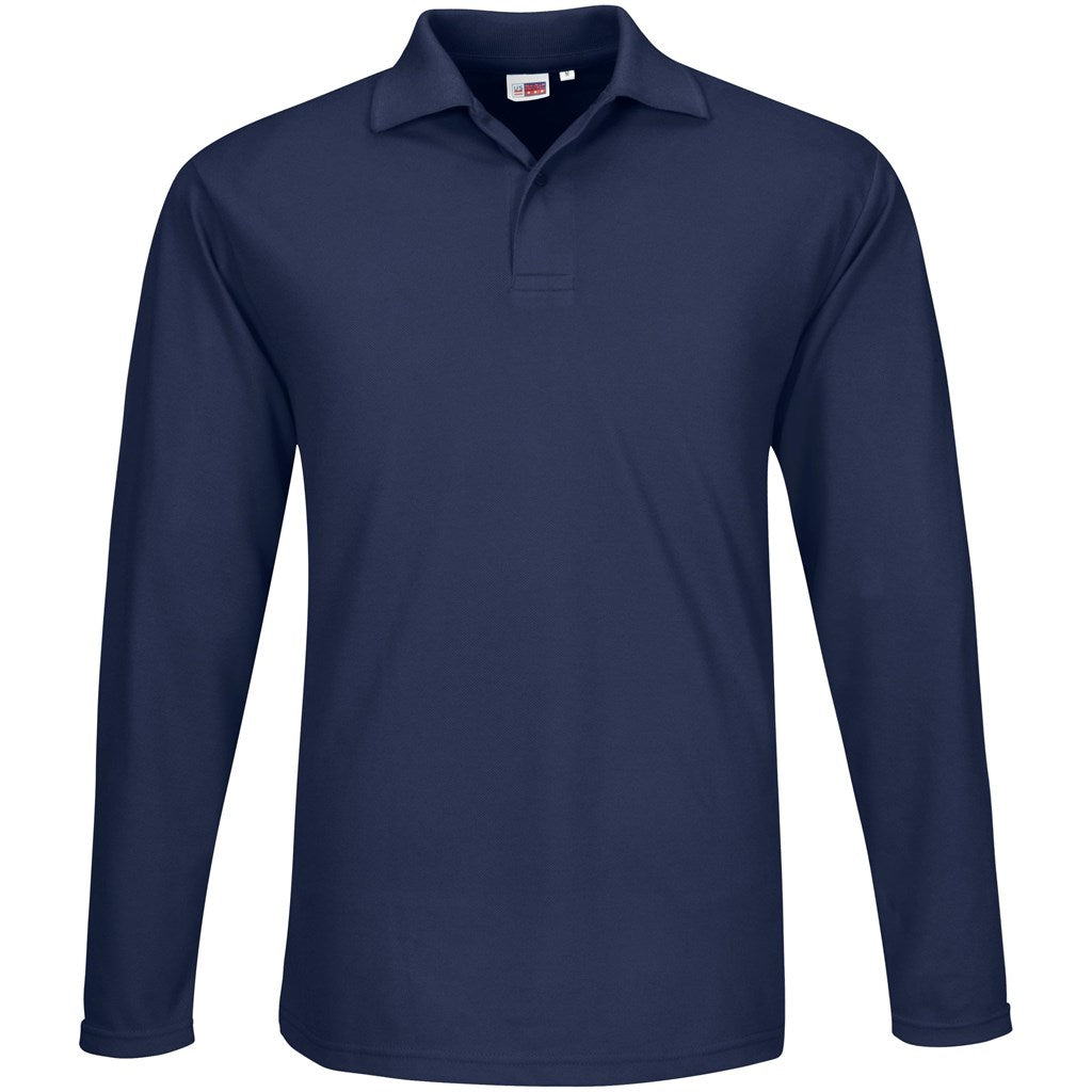 Mens Long Sleeve Elemental Golf Shirt - Navy