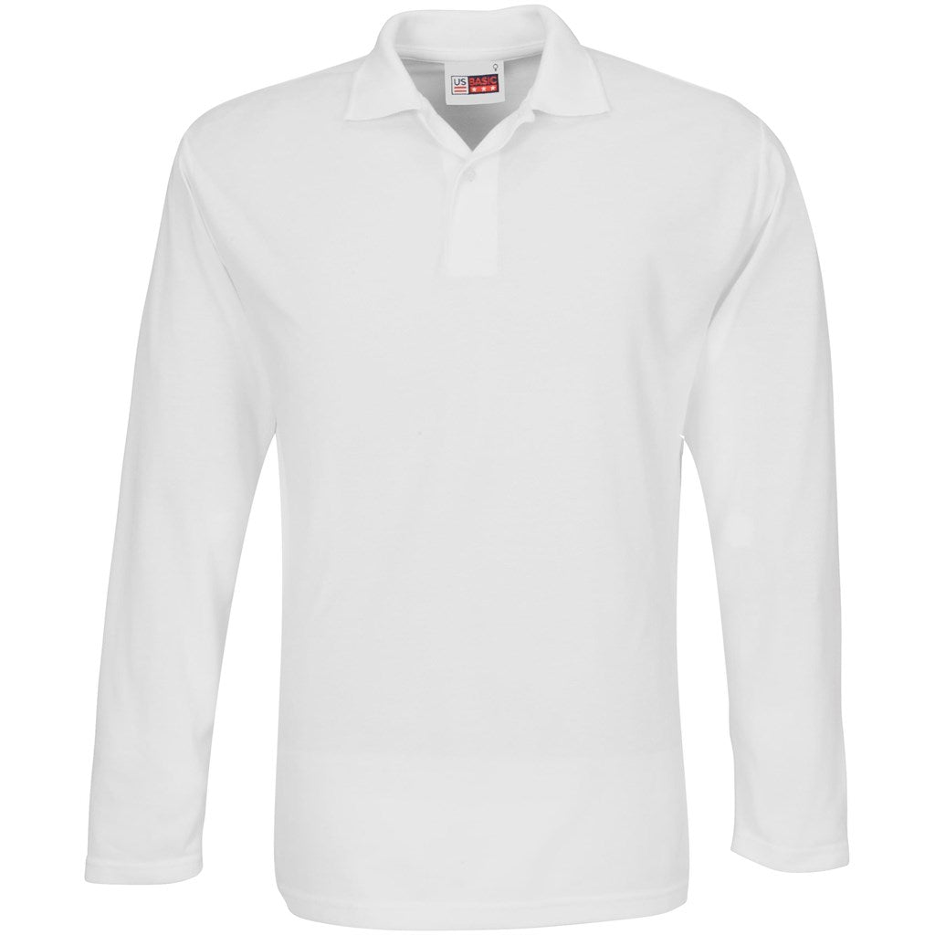 Mens Long Sleeve Elemental Golf Shirt - White