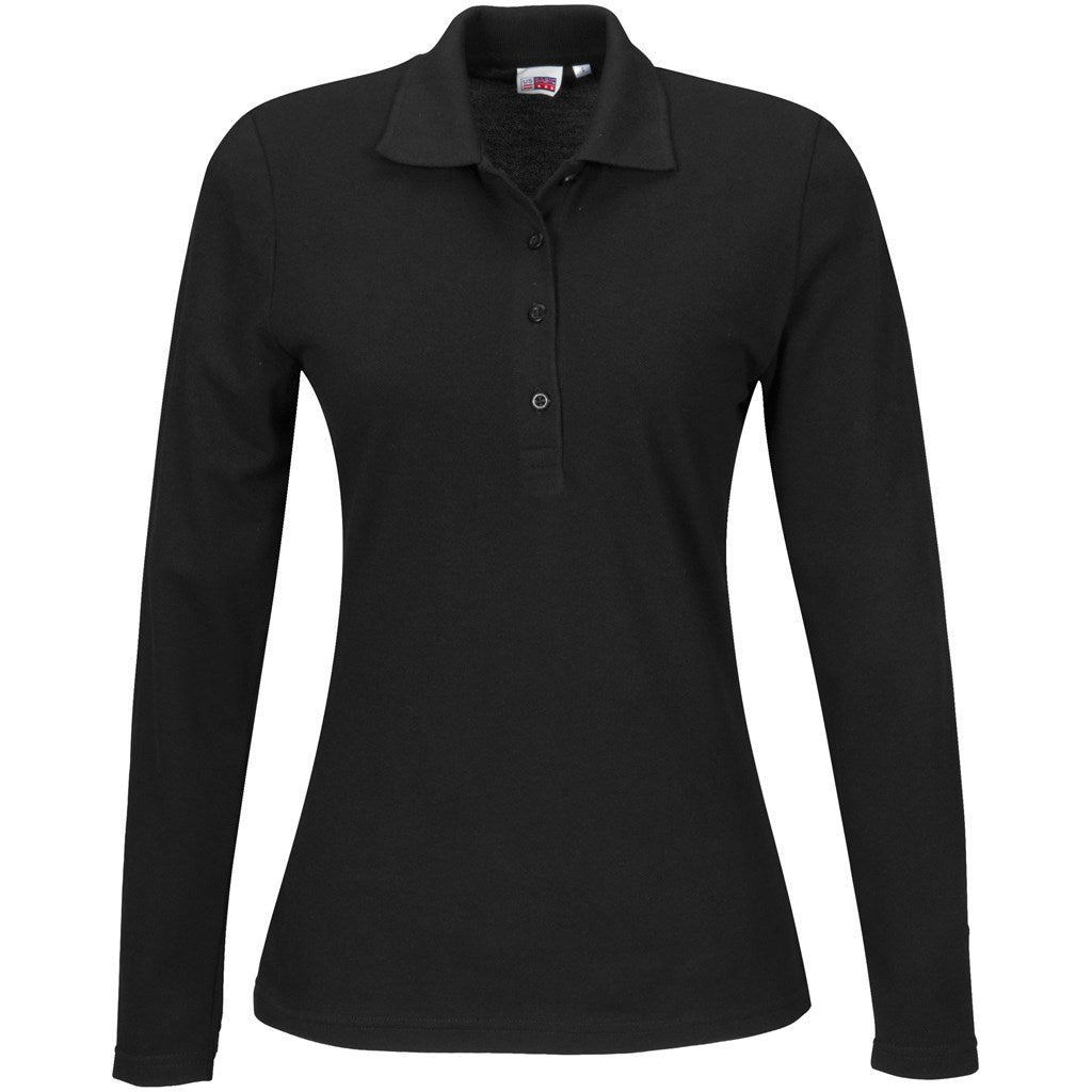 Ladies Long Sleeve Elemental Golf Shirt - Black