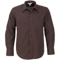 Mens Long Sleeve Manhattan Striped Shirt - Brown Old