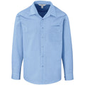 Mens Long Sleeve Micro Check Shirt - Light Blue
