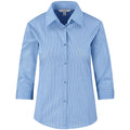 Ladies 3/4 Sleeve Micro Check Shirt - Light Blue