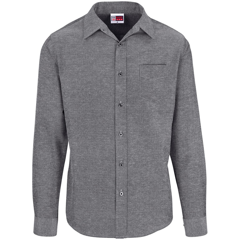 Mens Long Sleeve Oxford Shirt - Dark Grey