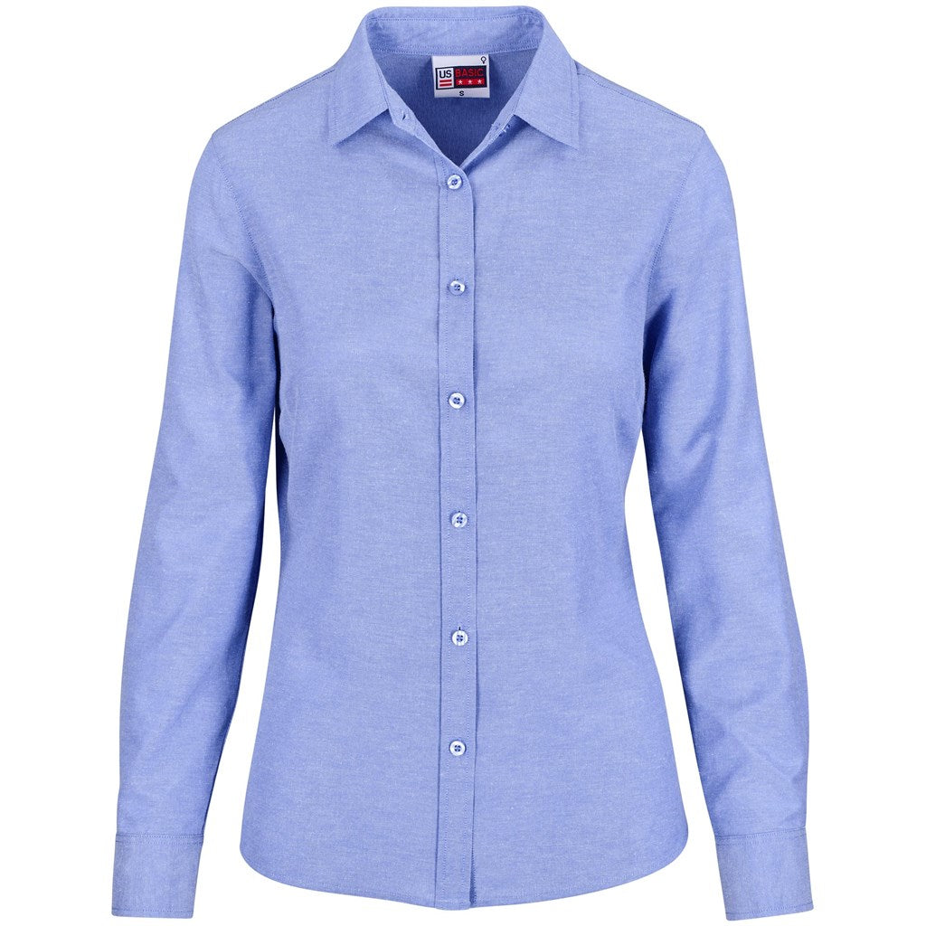 Ladies Long Sleeve Oxford Shirt - Sky Blue