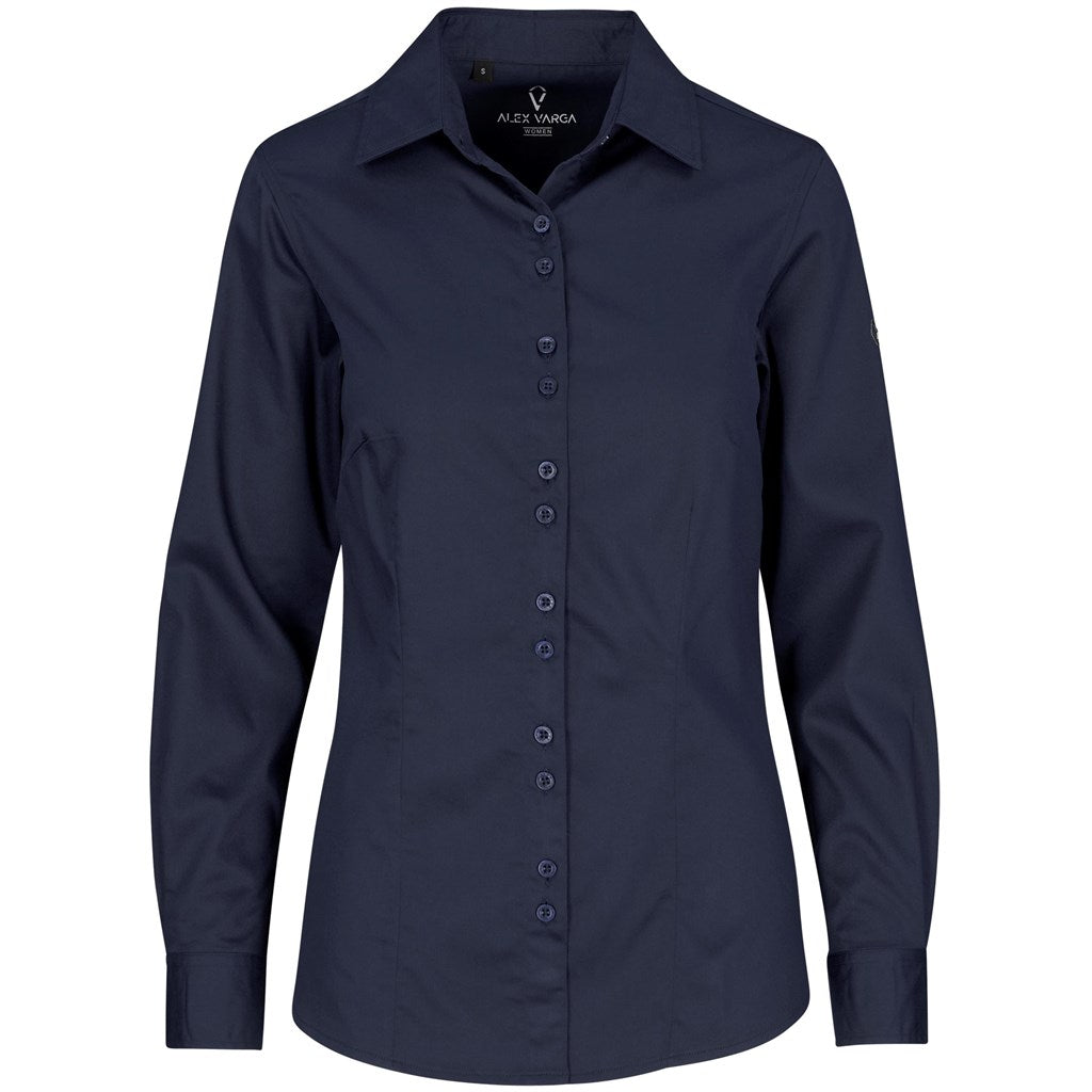 Ladies Long Sleeve Alex Varga Opus Stretch Shirt - Navy