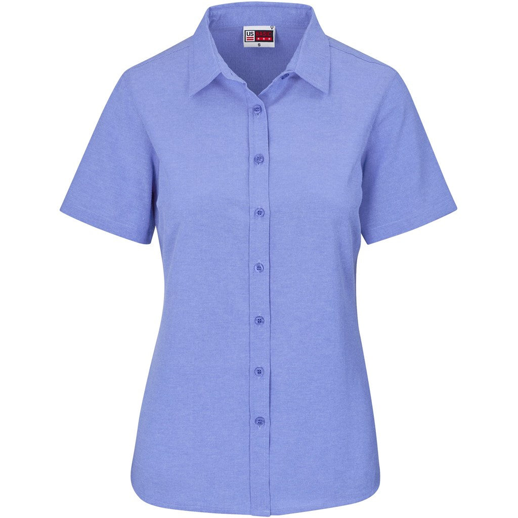 Ladies Short Sleeve Oxford Shirt - Sky Blue